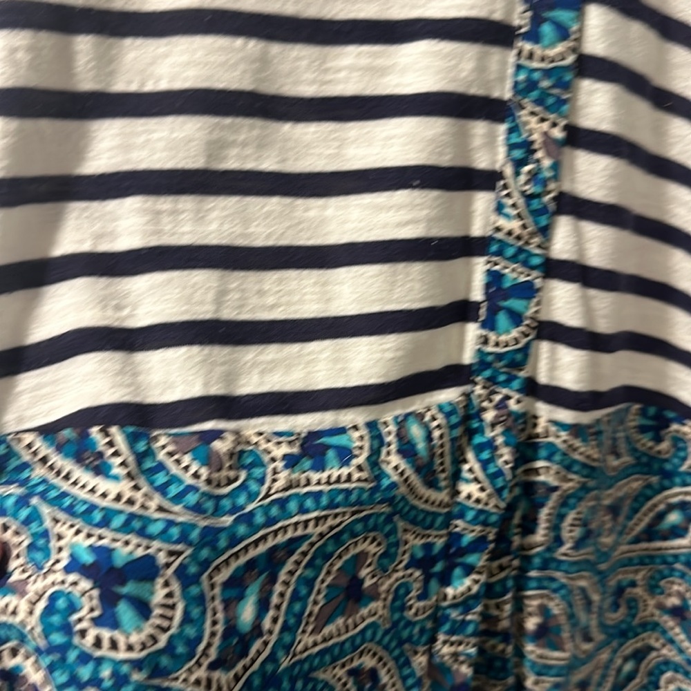 Anthropologie Mixed Media Blouse | Striped & Paisley Contrast Top | Boho Chic - Picture 4 of 9